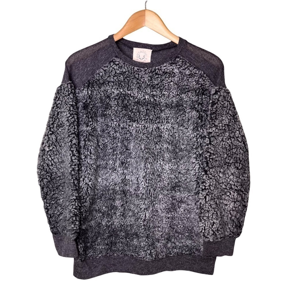 Fantastic Fawn Sherpa Fleece Sweater Pullover Gray Size Small Cozy - Picture 1 of 8